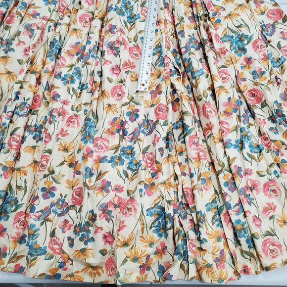 Vintage Floral Prairie Maxi Dress Small Medieval Full Skirt Bell Sleeves Cream - Picture 6 of 11